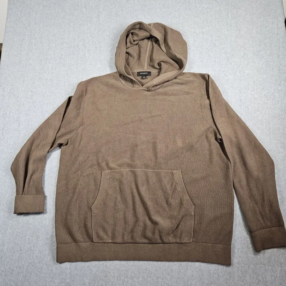 Banana Republic Waffle Knit Hoodie Men’s Size XXL Brown Pullover Long Sleeve